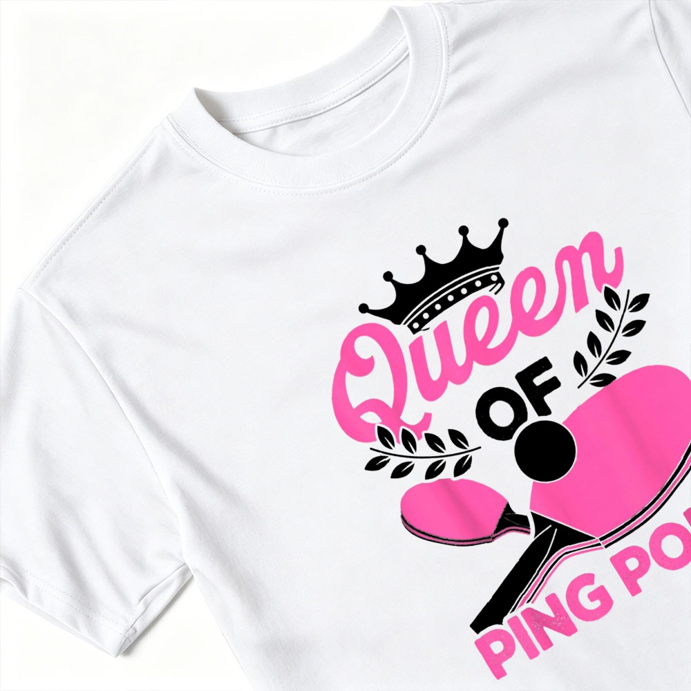 ピンポンクイーングラフィックTシャツかわいいピンク卓球クラウ - Table Tennis Queen のレビューと価格